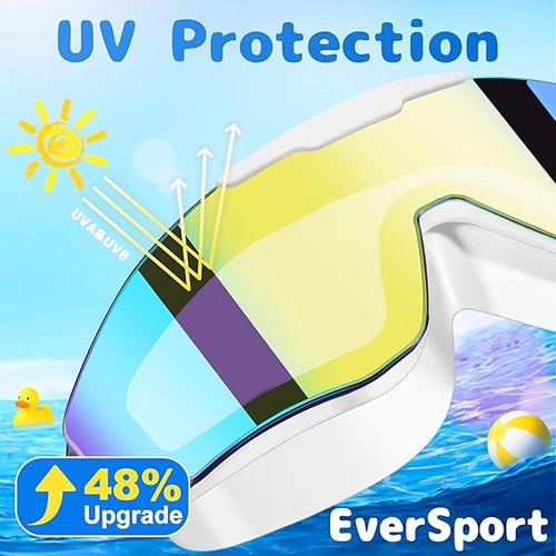 Anti Fog, Both Gold Mirrored 2 Pack Swim Goggles, Ages 8-18 Extra Silicone Layer, Swimming goggles for kids, and teens